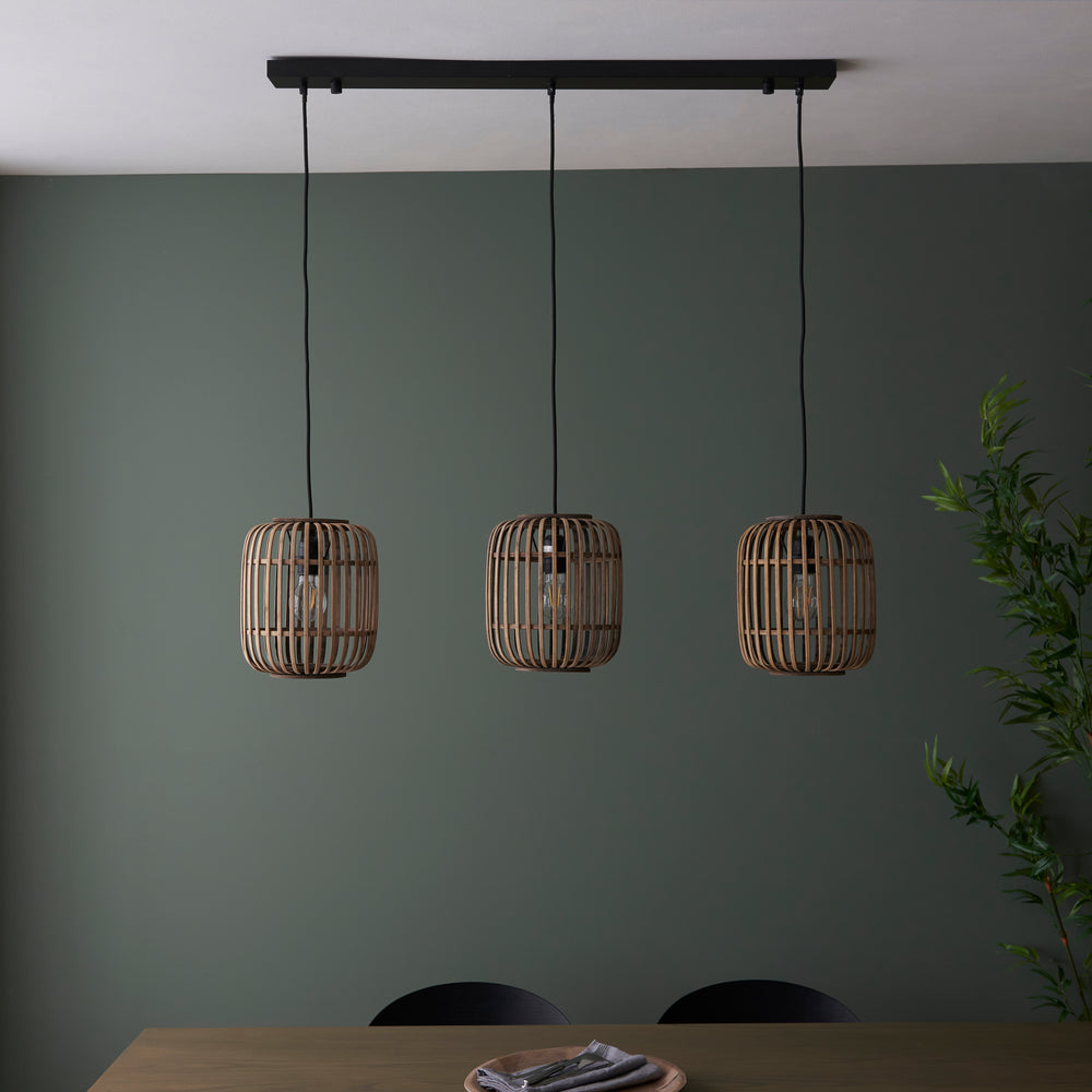 Gaia Collection Bamboo 3 Pendant Light in Natural